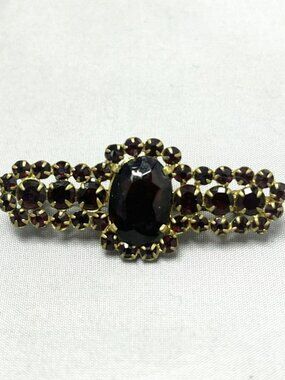 Estate Red Garnet Stone Vintage Brooch Pin